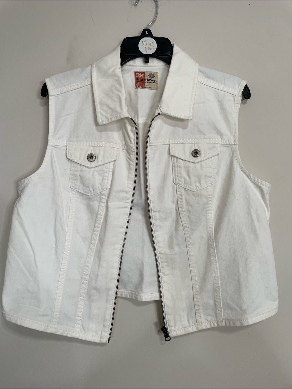 Ruff Hewn White Sleeveless Jean Vest Sz
Large ~ Business Casual